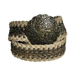 Neutral Antique Gold Stretchy Belt Boho Western Statement